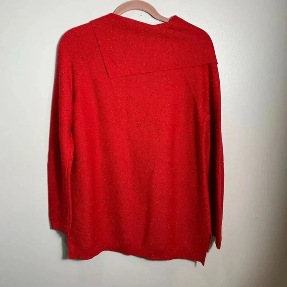 Talbots Pullover Sweater Size Medium Red Shoulder Zip Christmas Holiday career - Picture 9 of 9